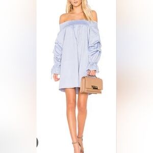 Rebecca Minkoff NWT 100% Cotton Nicola Dress Size M Oxford Blue Off The Shoulder